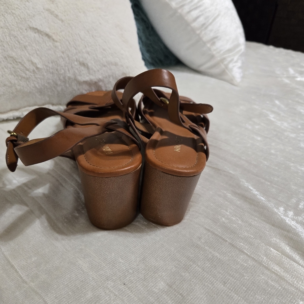 Women's Tan Wedge Sandals By Nine West Size 7 1/2. Never Worn!! NWOB! - Picture 5 of 5